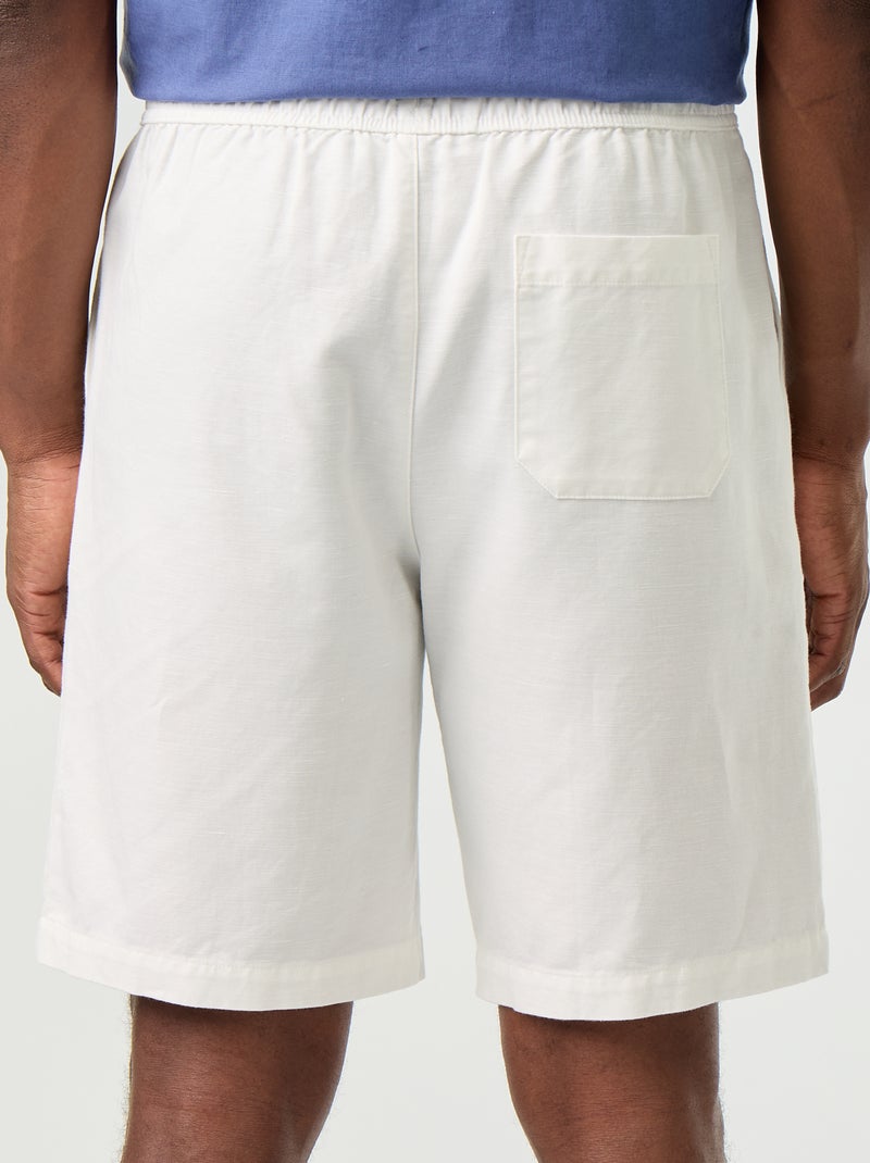 Bermudas de linho misto lisas Branco - Kiabi