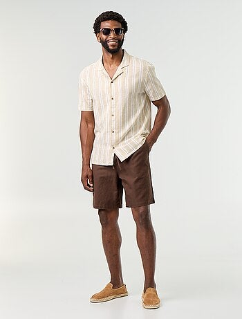 Bermudas de linho misto lisas