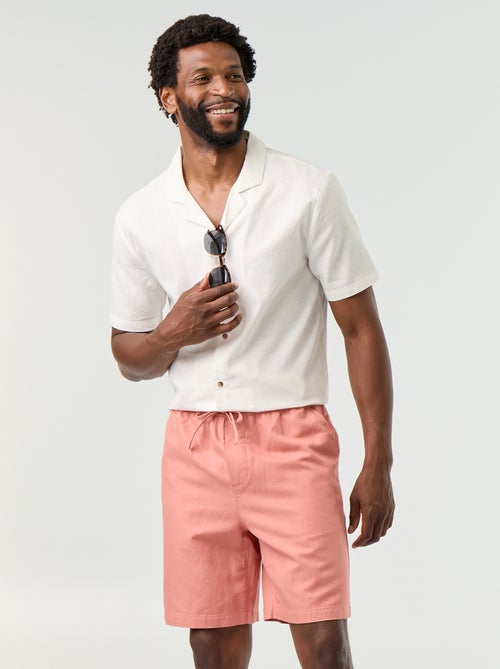 Bermudas de linho misto lisas - Kiabi