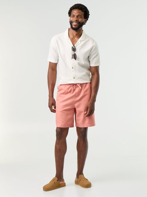 Bermudas de linho misto lisas - Kiabi