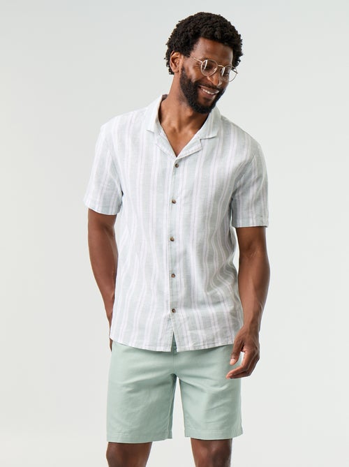Bermudas de linho misto lisas - Kiabi Bermudas de linho misto lisas - Kiabi