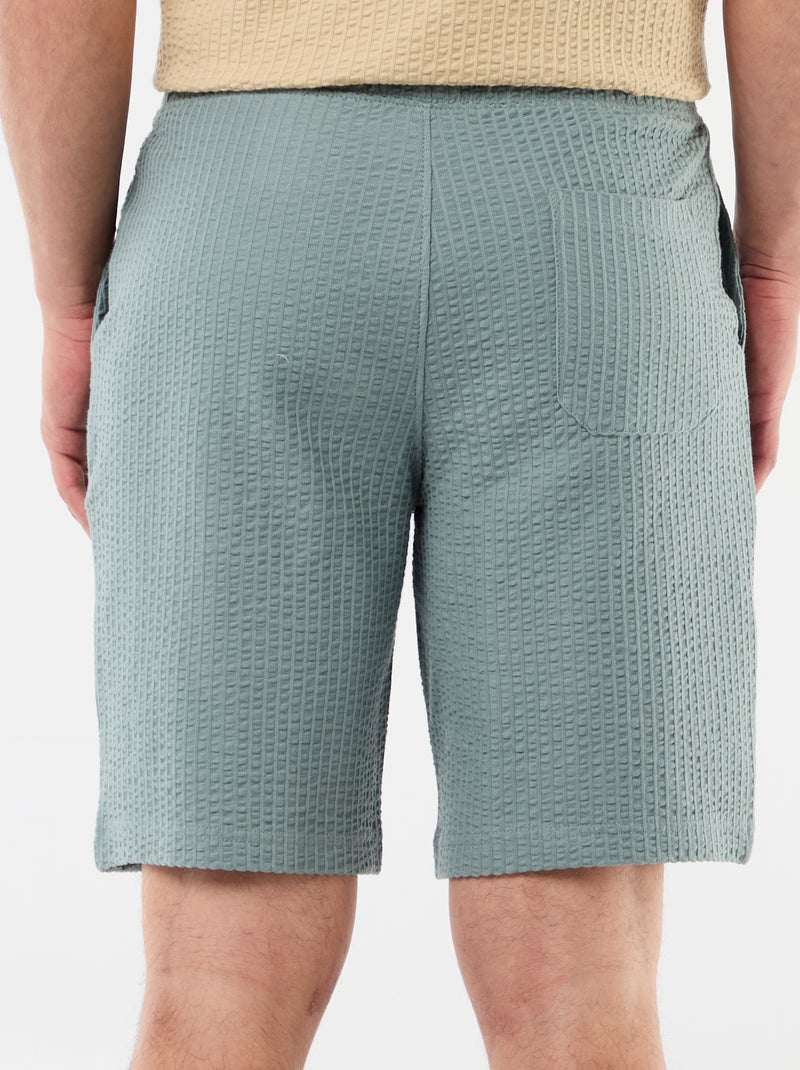 Bermudas de malha pesada lisas Azul - Kiabi