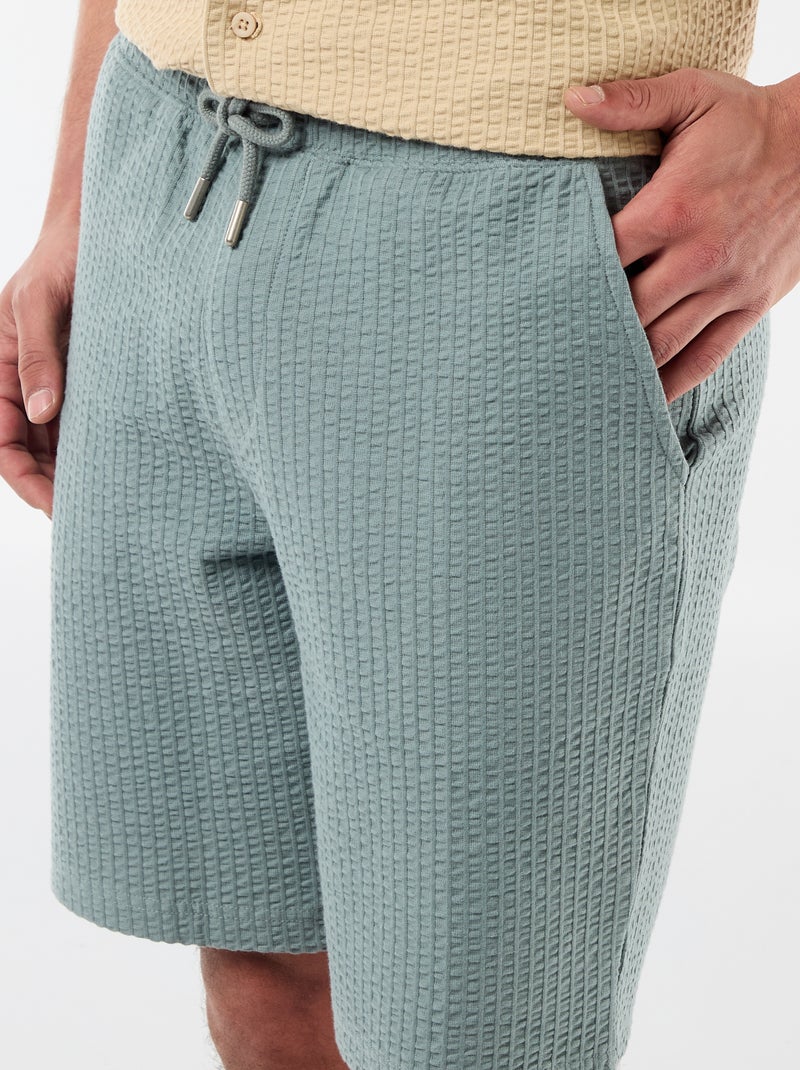 Bermudas de malha pesada lisas Azul - Kiabi