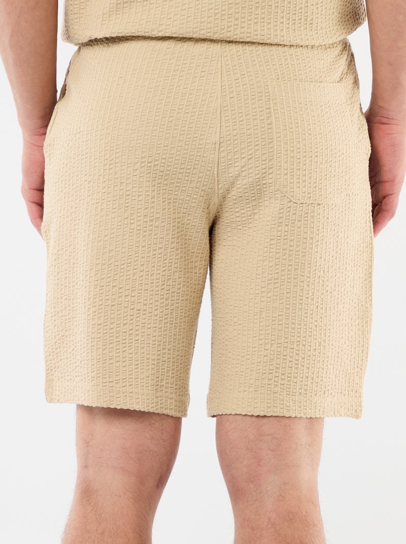 Bermudas de malha pesada lisas Bege - Kiabi