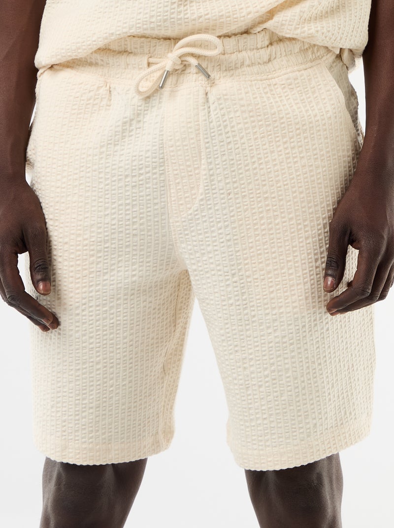 Bermudas de malha pesada lisas Branco - Kiabi