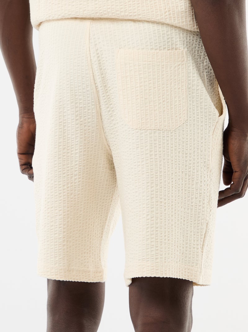 Bermudas de malha pesada lisas Branco - Kiabi