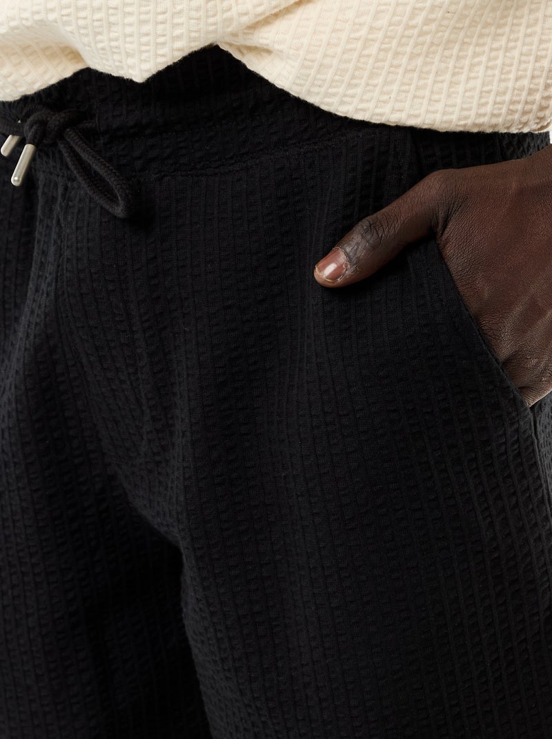 Bermudas de malha pesada lisas Preto - Kiabi