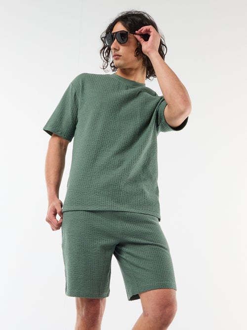 Bermudas de malha pesada lisas - Kiabi