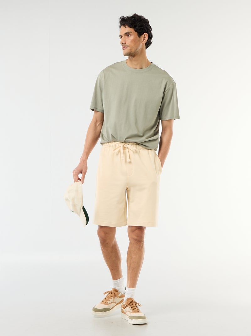 Bermudas de moletom leve liso Amarelo - Kiabi