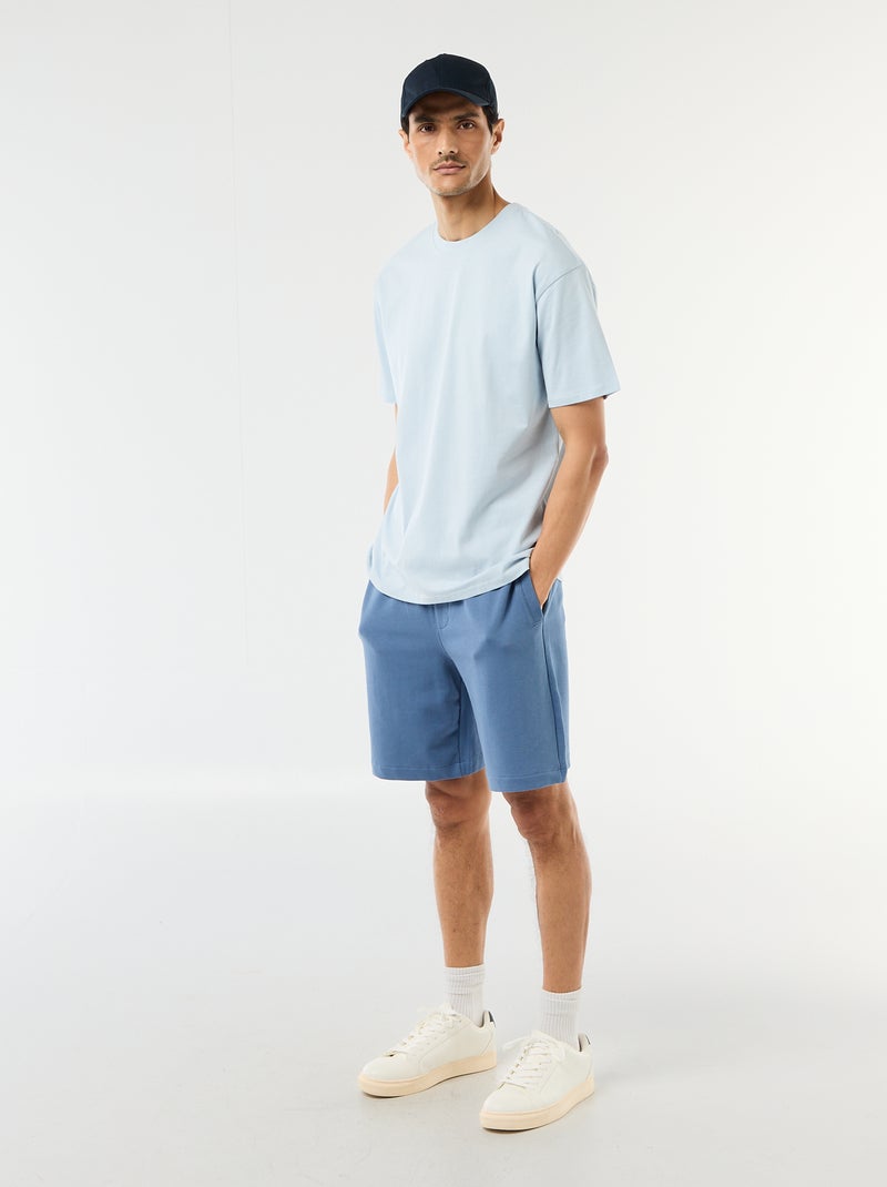 Bermudas de moletom leve liso Azul - Kiabi