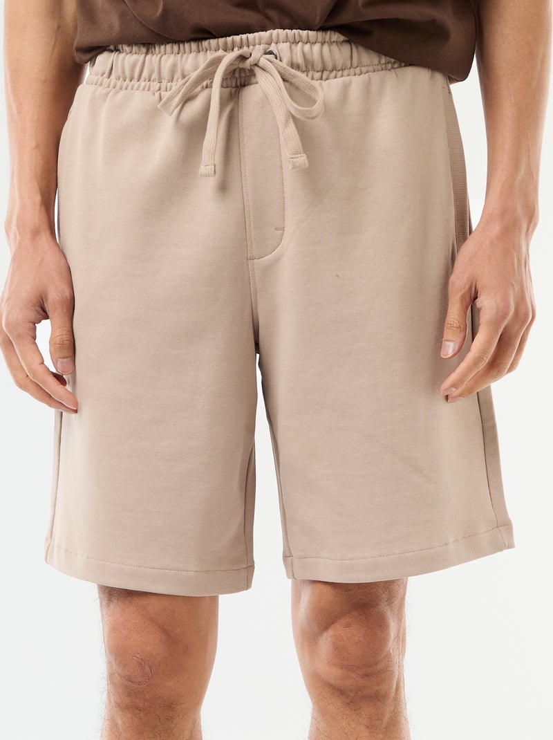Bermudas de moletom leve liso Bege - Kiabi