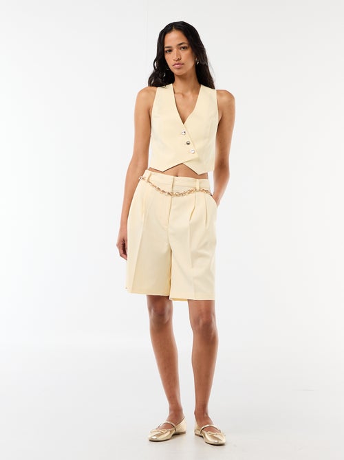 Bermudas de pinças de cintura subida - Kiabi