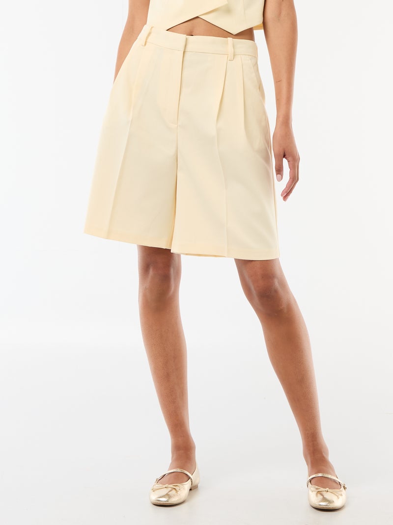 Bermudas de pinças de cintura subida Amarelo - Kiabi
