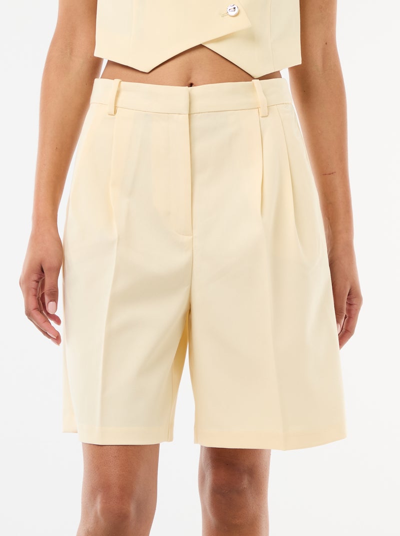 Bermudas de pinças de cintura subida Amarelo - Kiabi