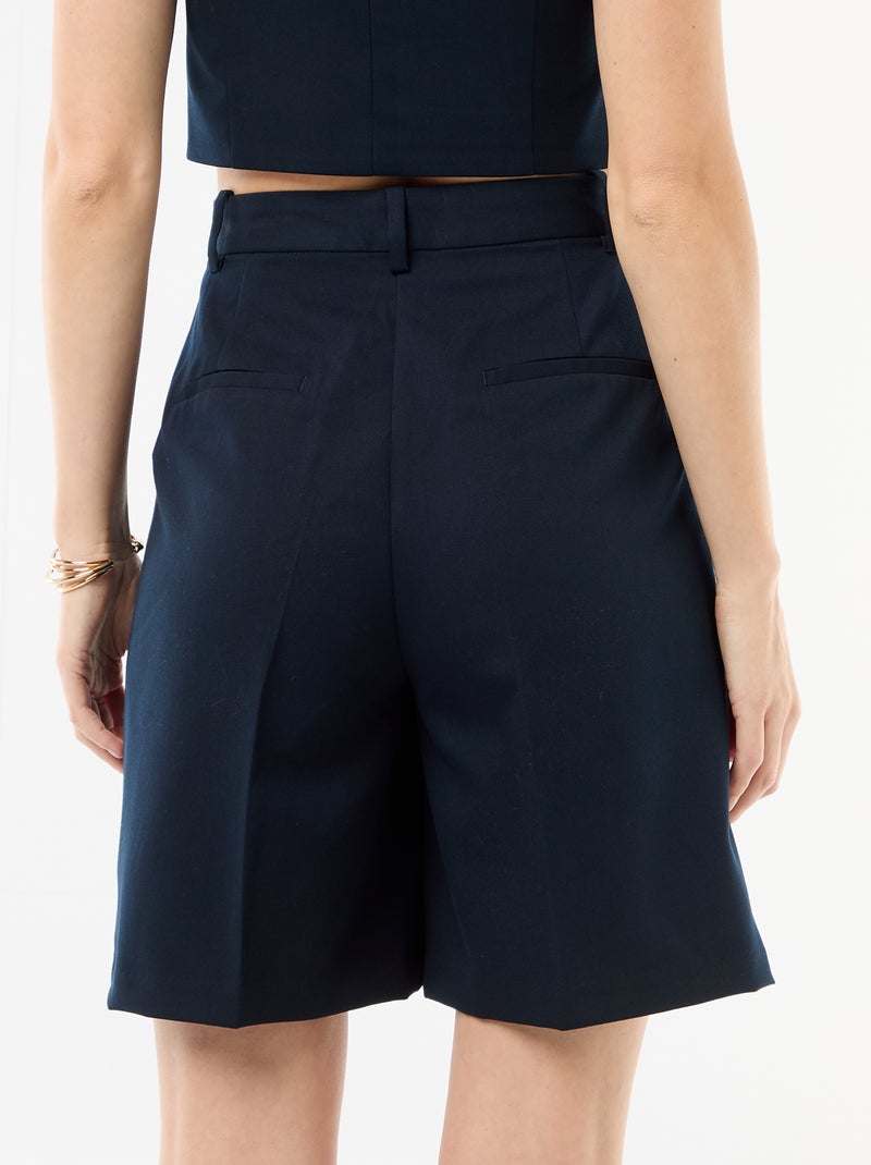 Bermudas de pinças de cintura subida Azul - Kiabi