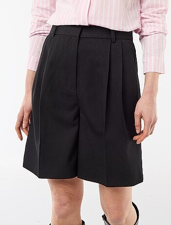 Bermudas de pinças de cintura subida