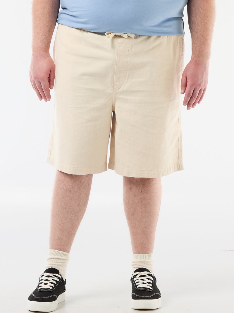 Bermudas de sarja com cordões de ajuste Branco - Kiabi