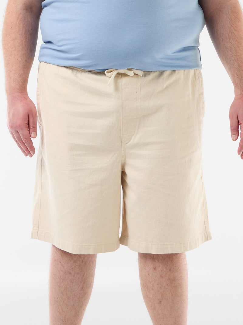 Bermudas de sarja com cordões de ajuste Branco - Kiabi