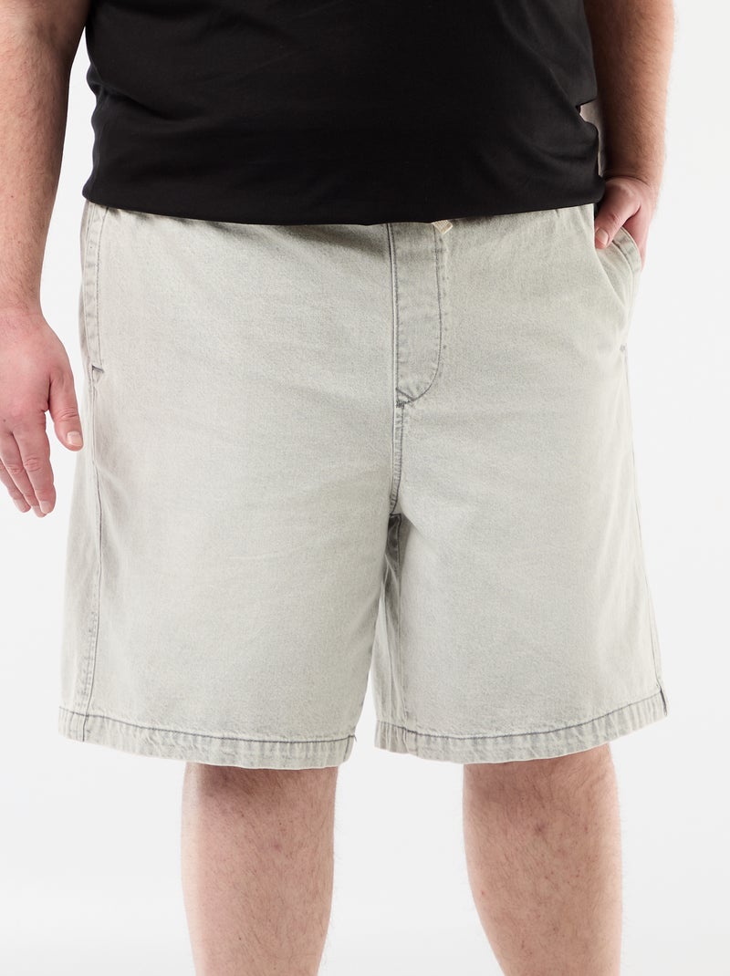 Bermudas de sarja com cordões de ajuste Cinza - Kiabi