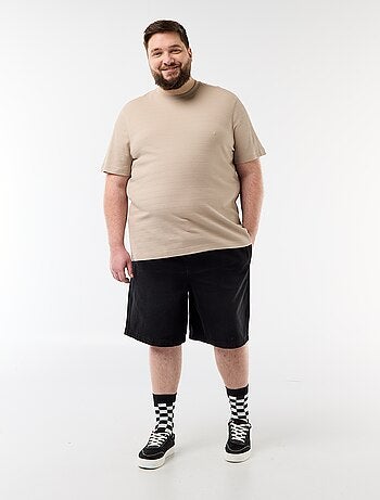 Bermudas de sarja com cordões de ajuste