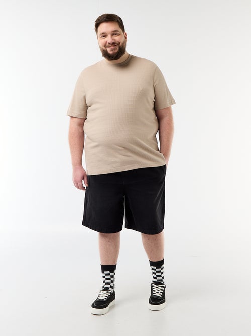 Bermudas de sarja com cordões de ajuste - Kiabi