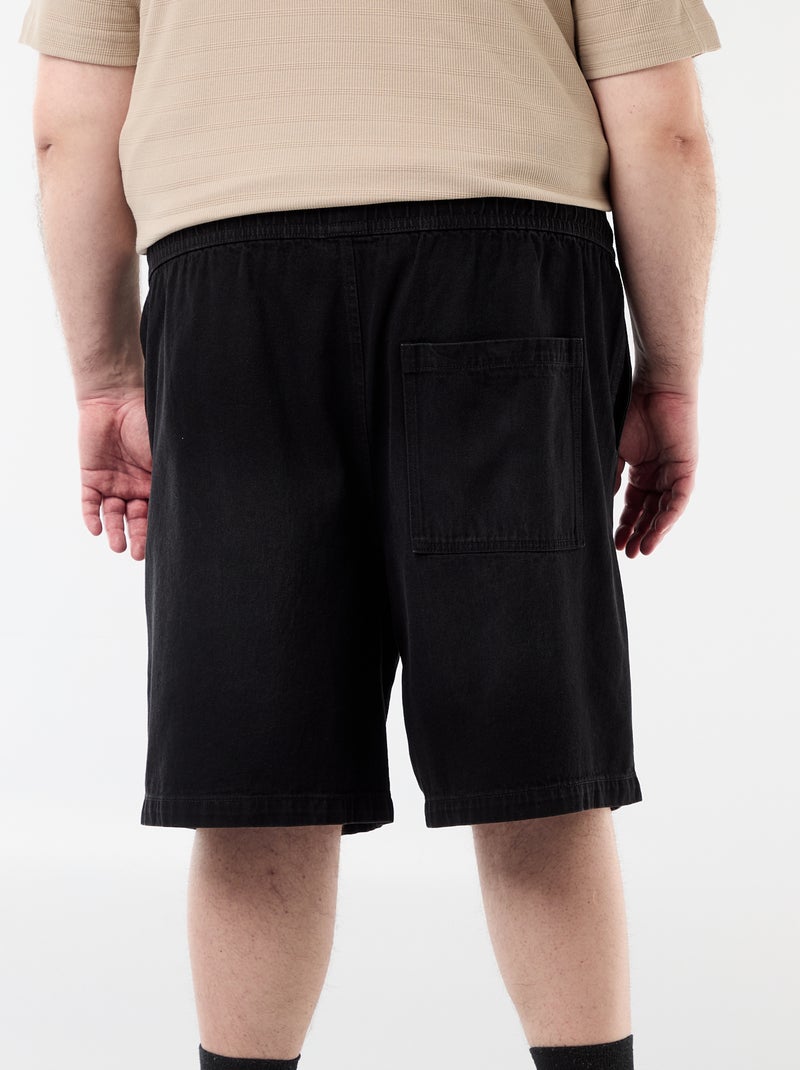 Bermudas de sarja com cordões de ajuste Preto - Kiabi