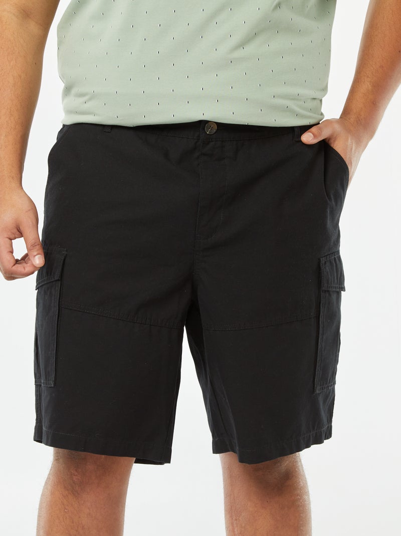 Bermudas de sarja com vários bolsos Preto - Kiabi