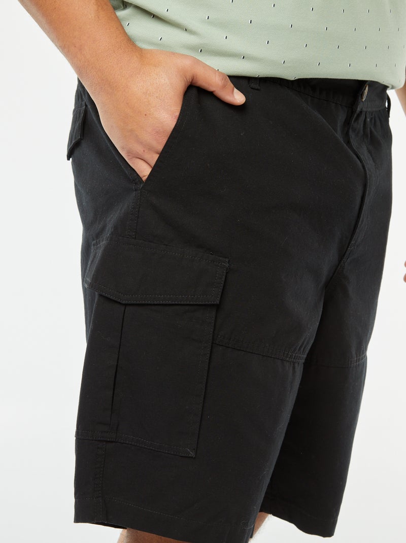 Bermudas de sarja com vários bolsos Preto - Kiabi
