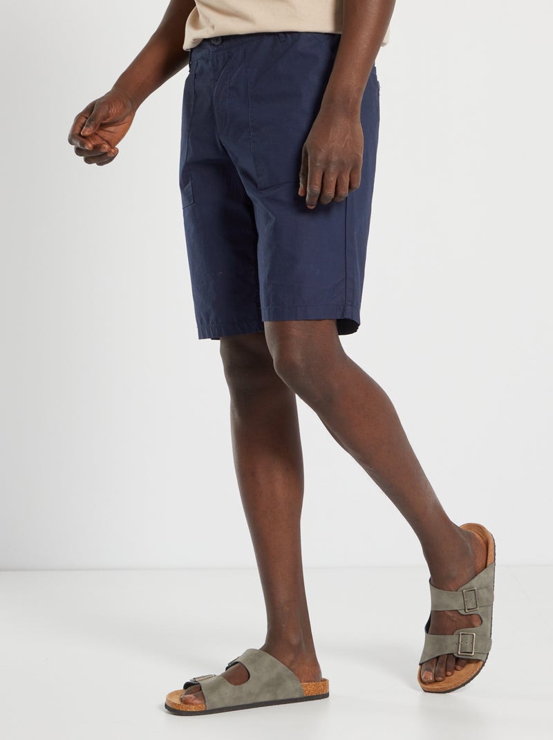 Bermudas de sarja de algodão Azul Preto - Kiabi