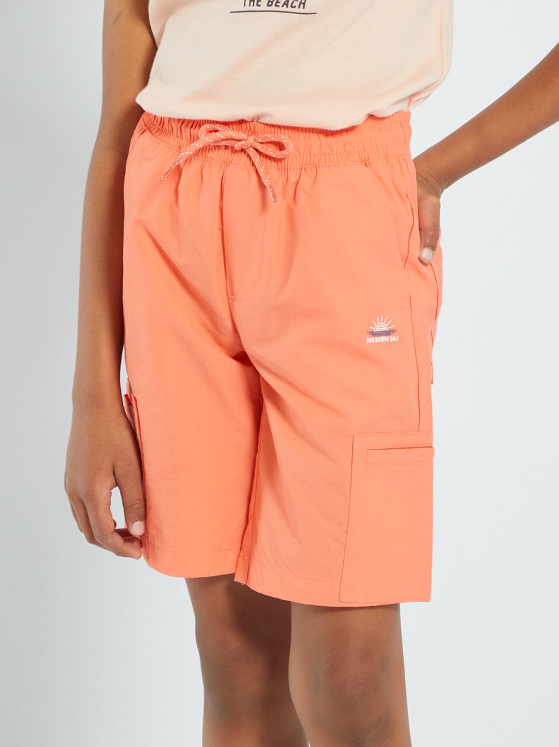 Bermudas direitas em nylon LARANJA - Kiabi