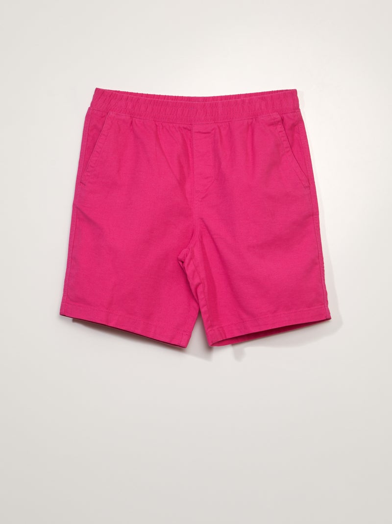Bermudas elásticas com linho ROSA - Kiabi