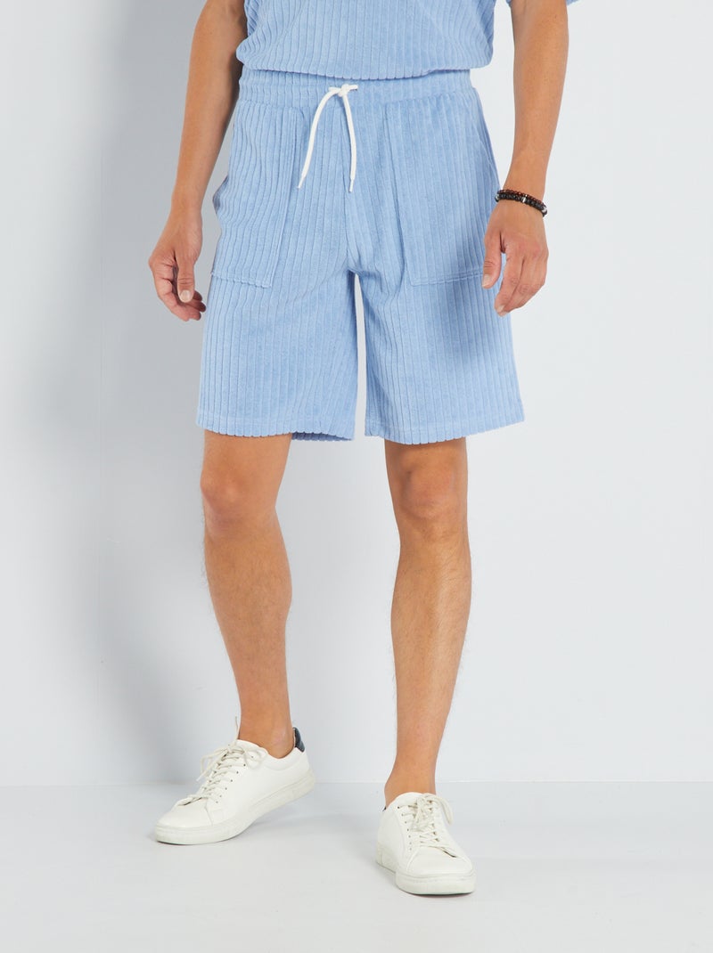 Bermudas em felpa com bolsos grandes AZUL - Kiabi