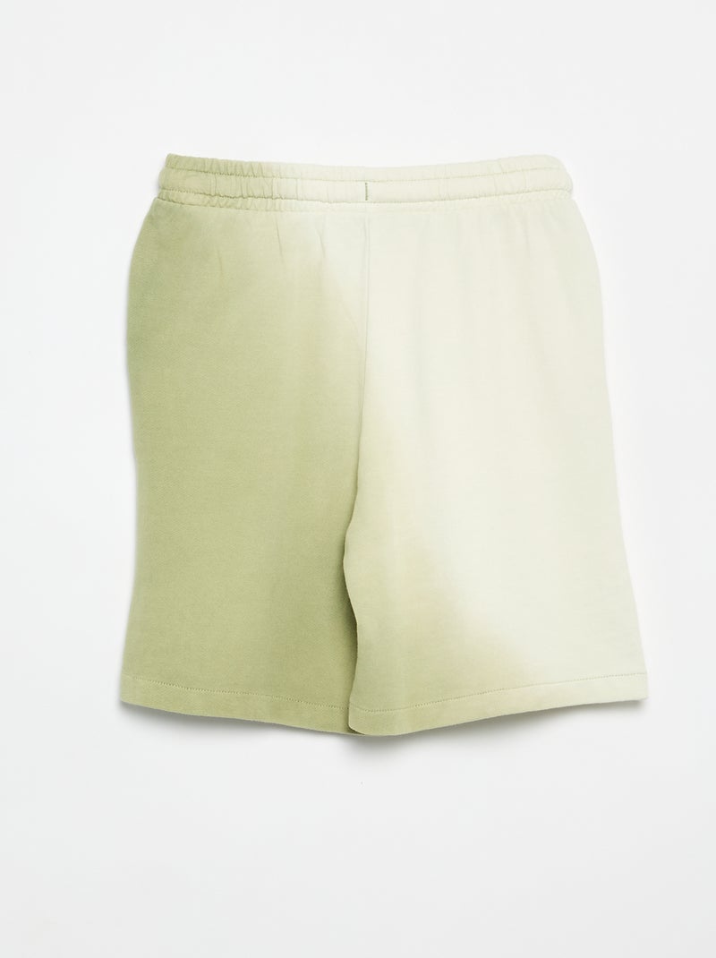 Bermudas em felpa tie-dye Verde - Kiabi
