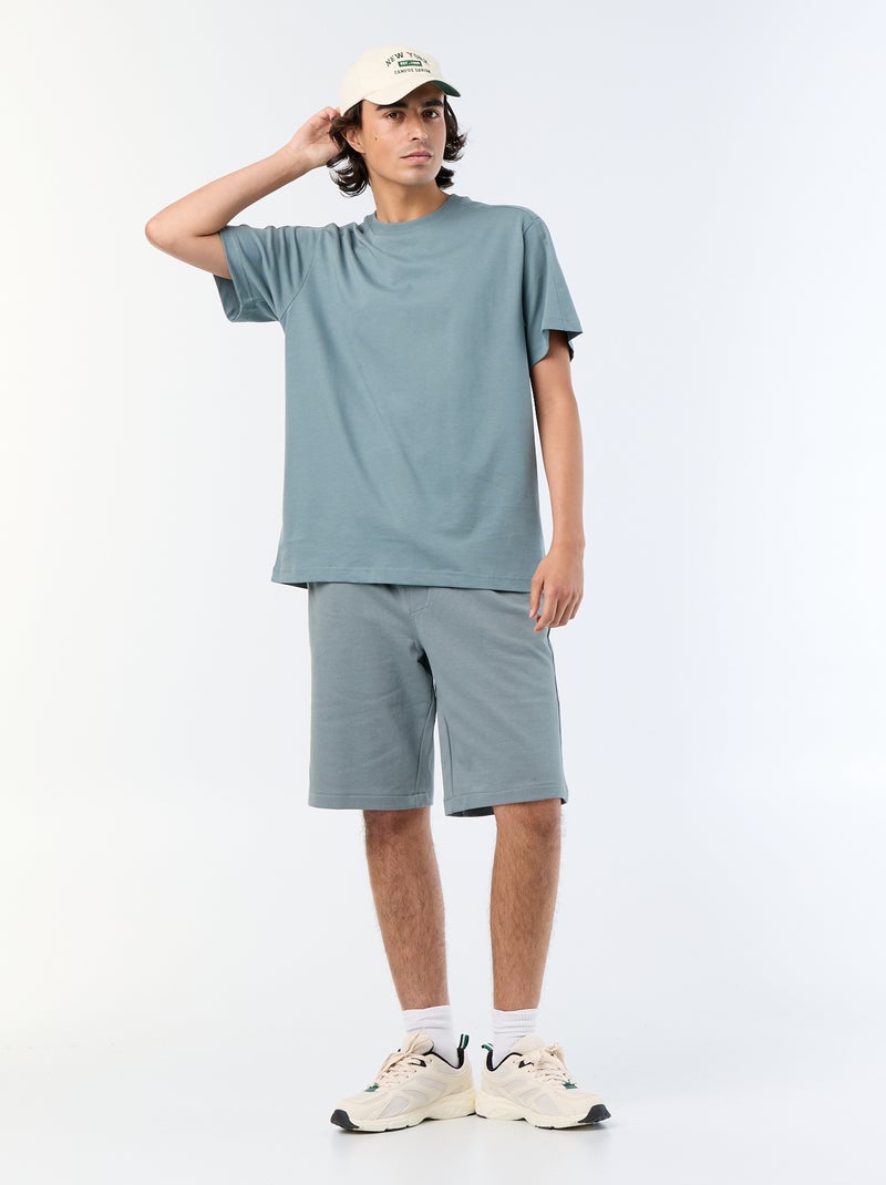 Bermudas em French Terry Azul - Kiabi