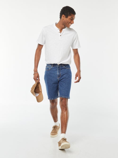 Bermudas em ganga de corte direito - Kiabi