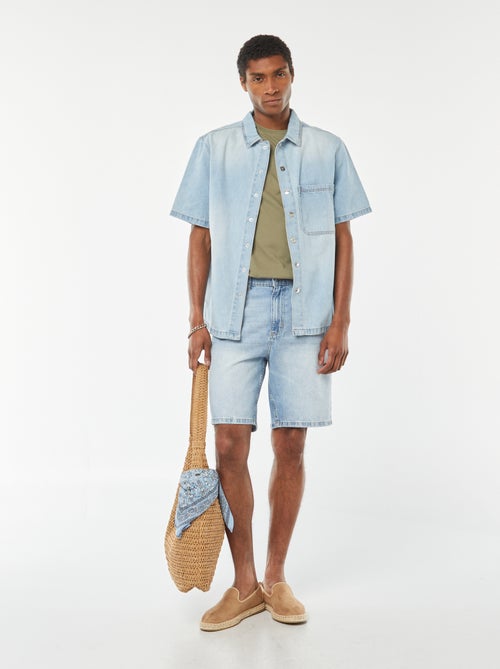 Bermudas em ganga de corte direito - Kiabi