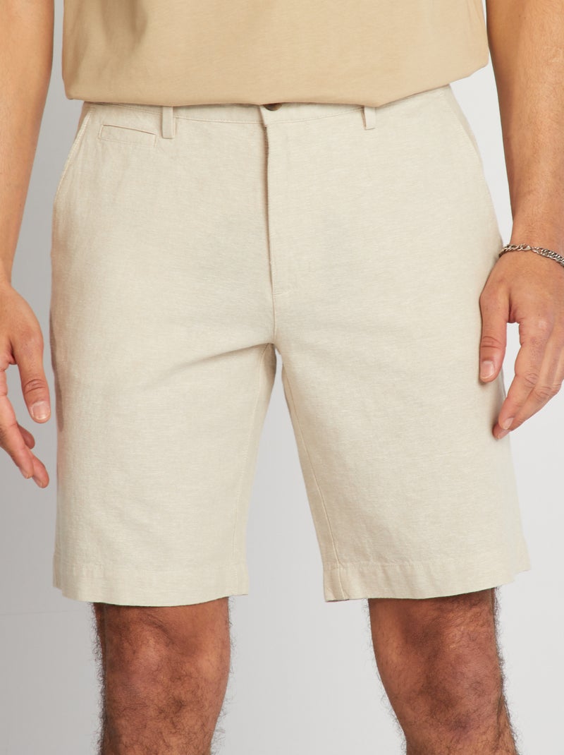 Bermudas em linho BEGE - Kiabi