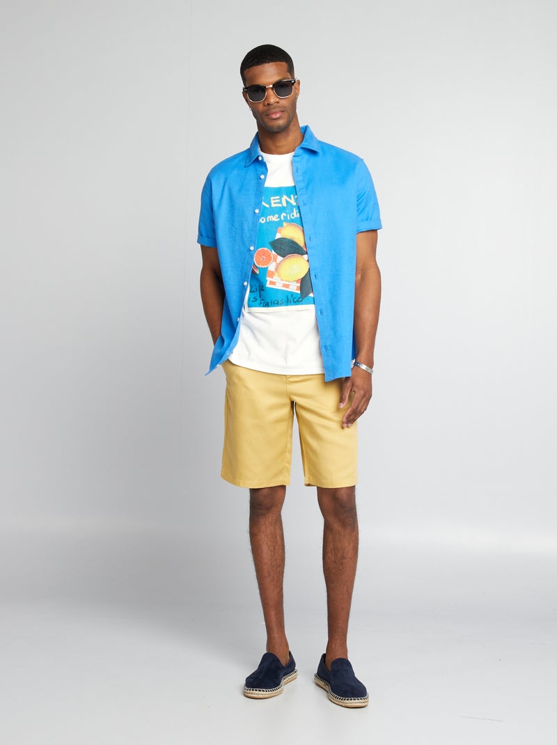 Bermudas em linho BEGE - Kiabi