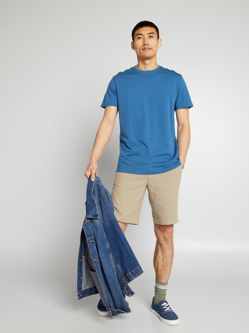 Bermudas em linho CINZA - Kiabi