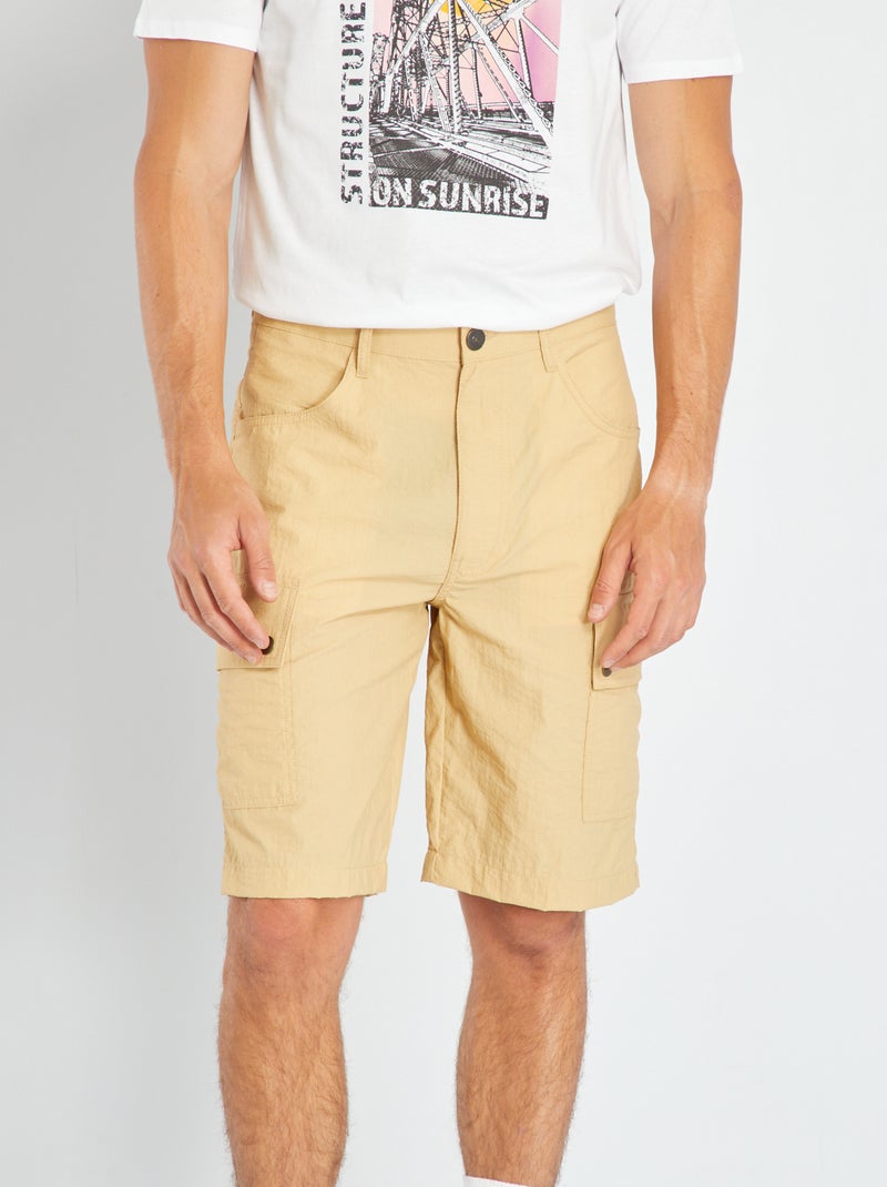 Bermudas em lona parachute BEGE - Kiabi