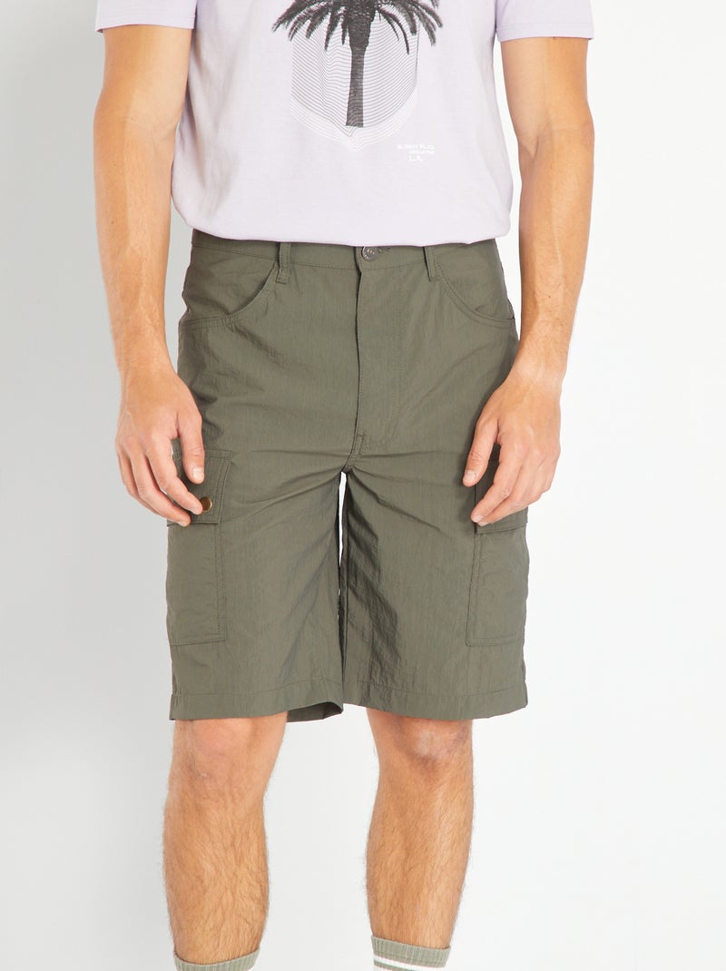 Bermudas em lona parachute CAQUI - Kiabi