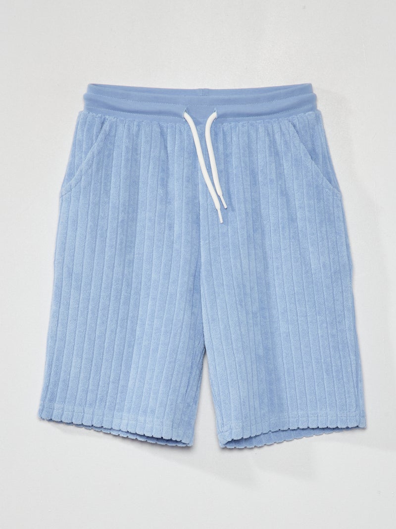 Bermudas em malha felpa AZUL - Kiabi
