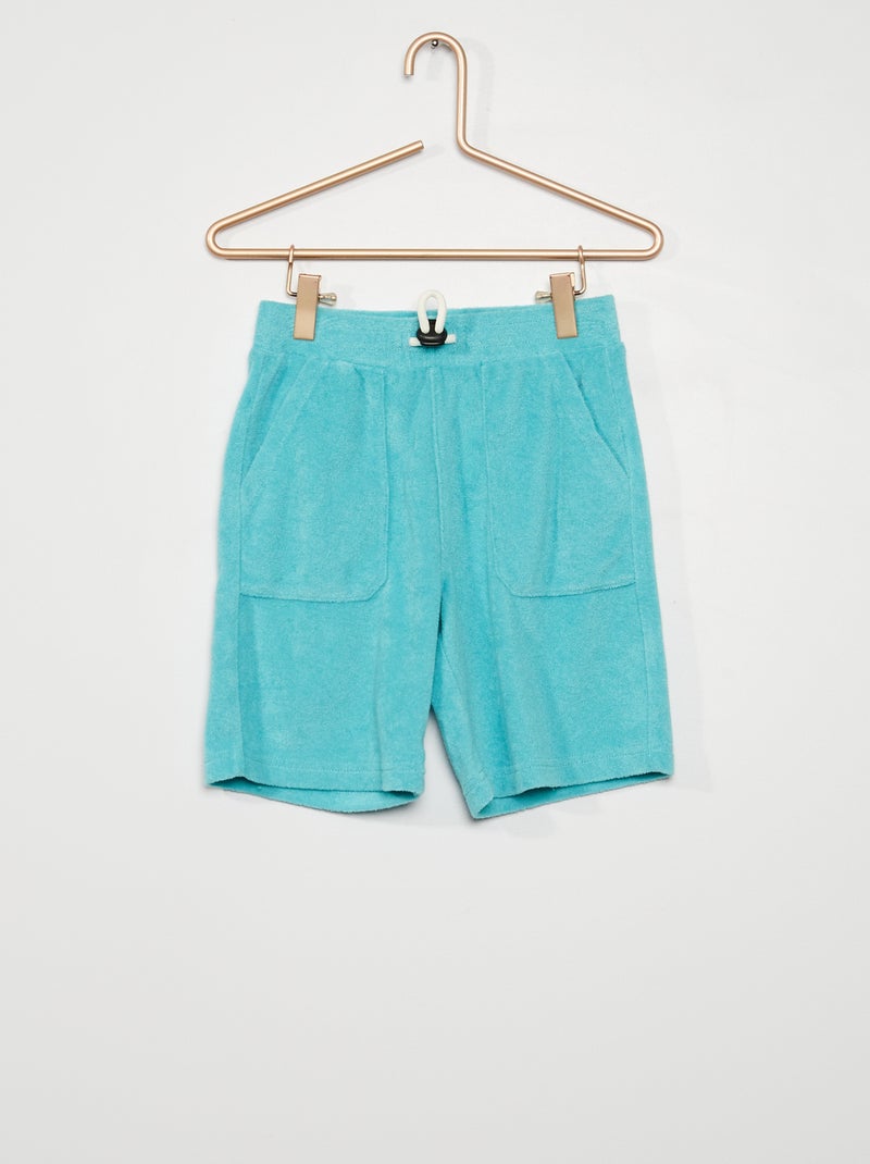Bermudas em malha felpa AZUL - Kiabi