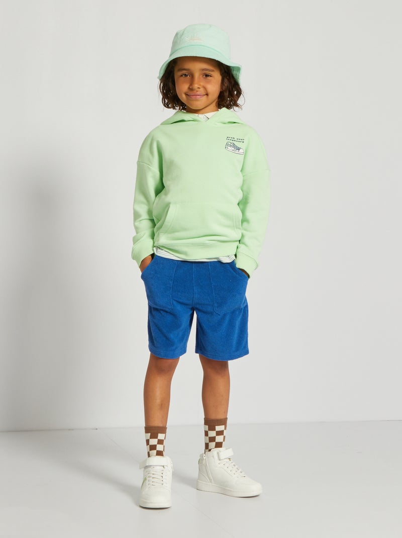 Bermudas em malha felpa AZUL - Kiabi