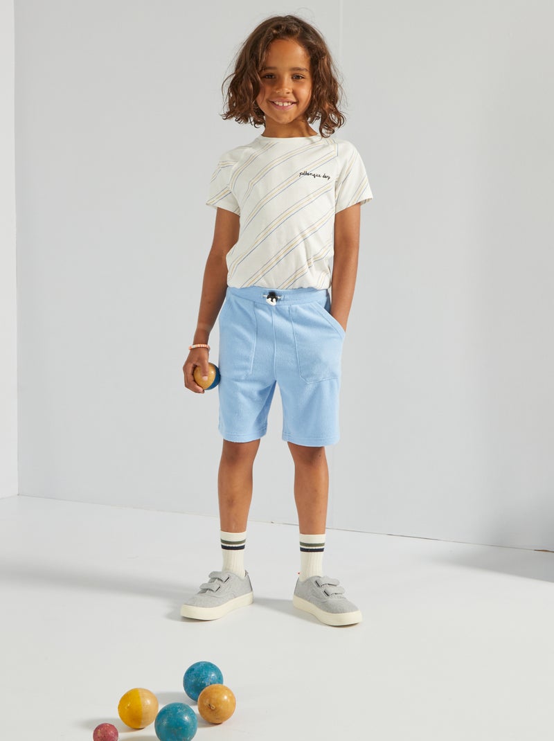 Bermudas em malha felpa AZUL - Kiabi