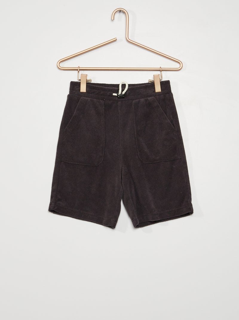 Bermudas em malha felpa Cinza Escuro - Kiabi