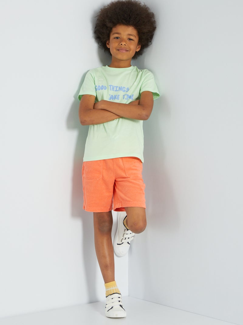 Bermudas em malha felpa LARANJA - Kiabi