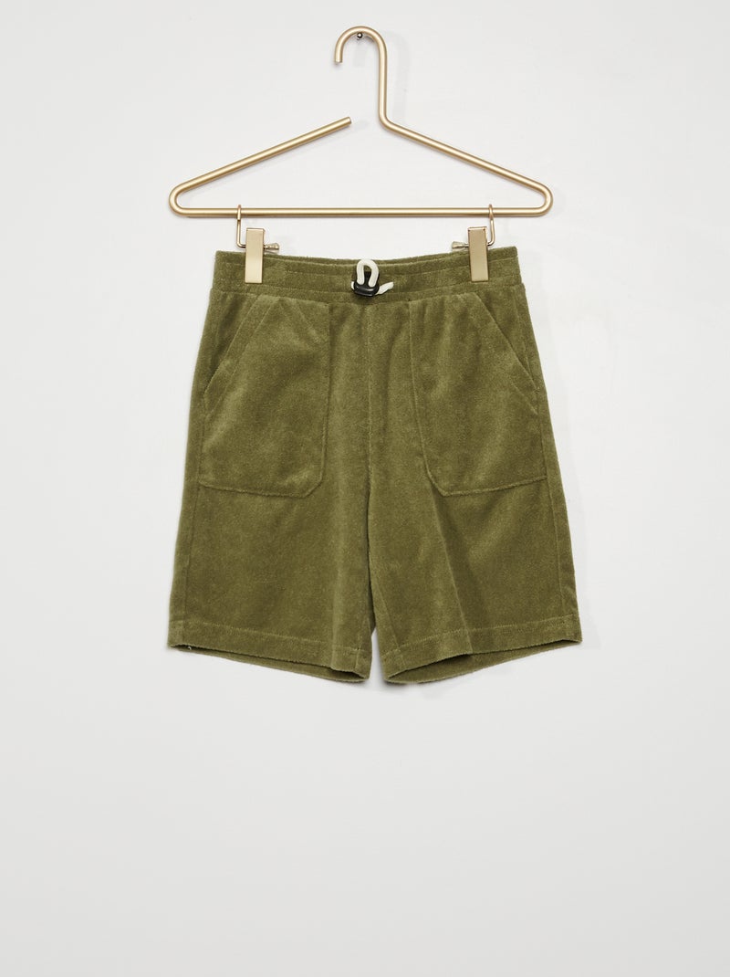 Bermudas em malha felpa Verde Lichene - Kiabi