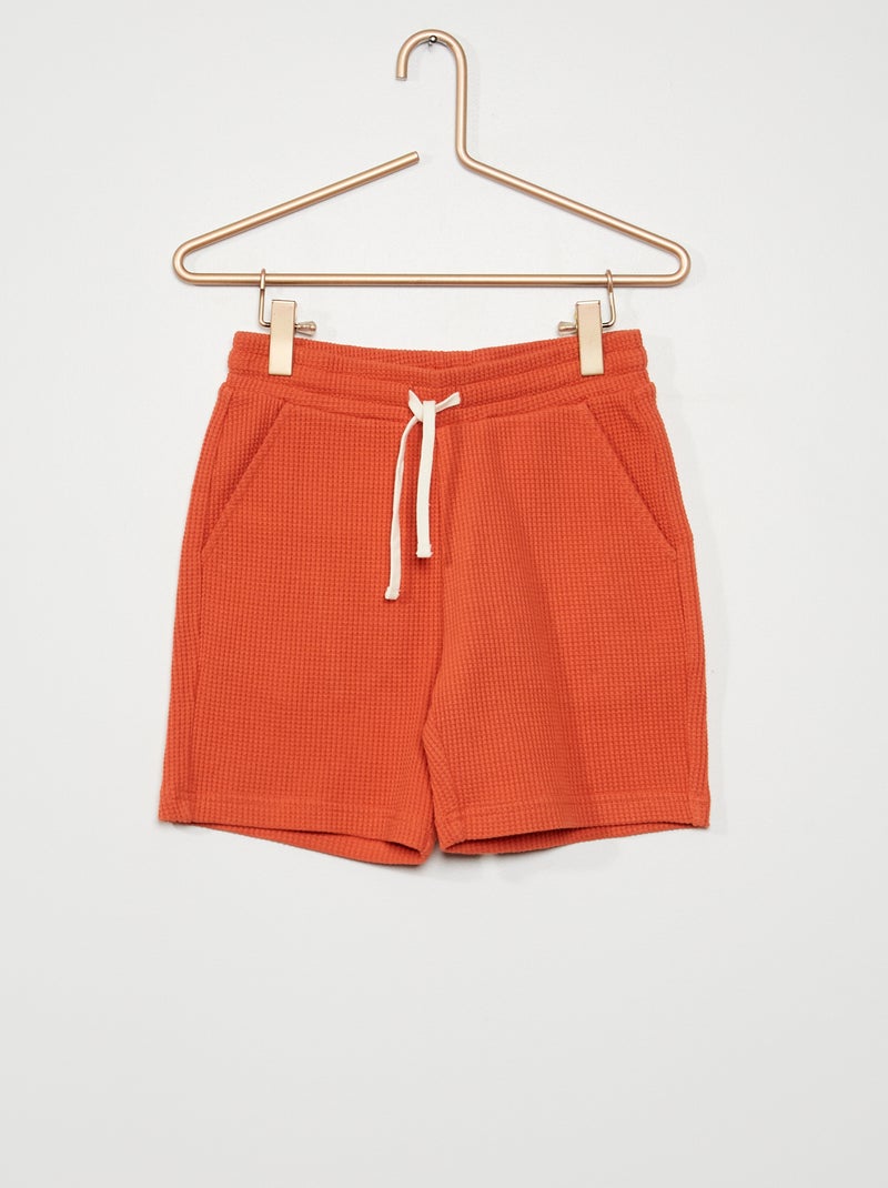 Bermudas em malha gofrada LARANJA - Kiabi