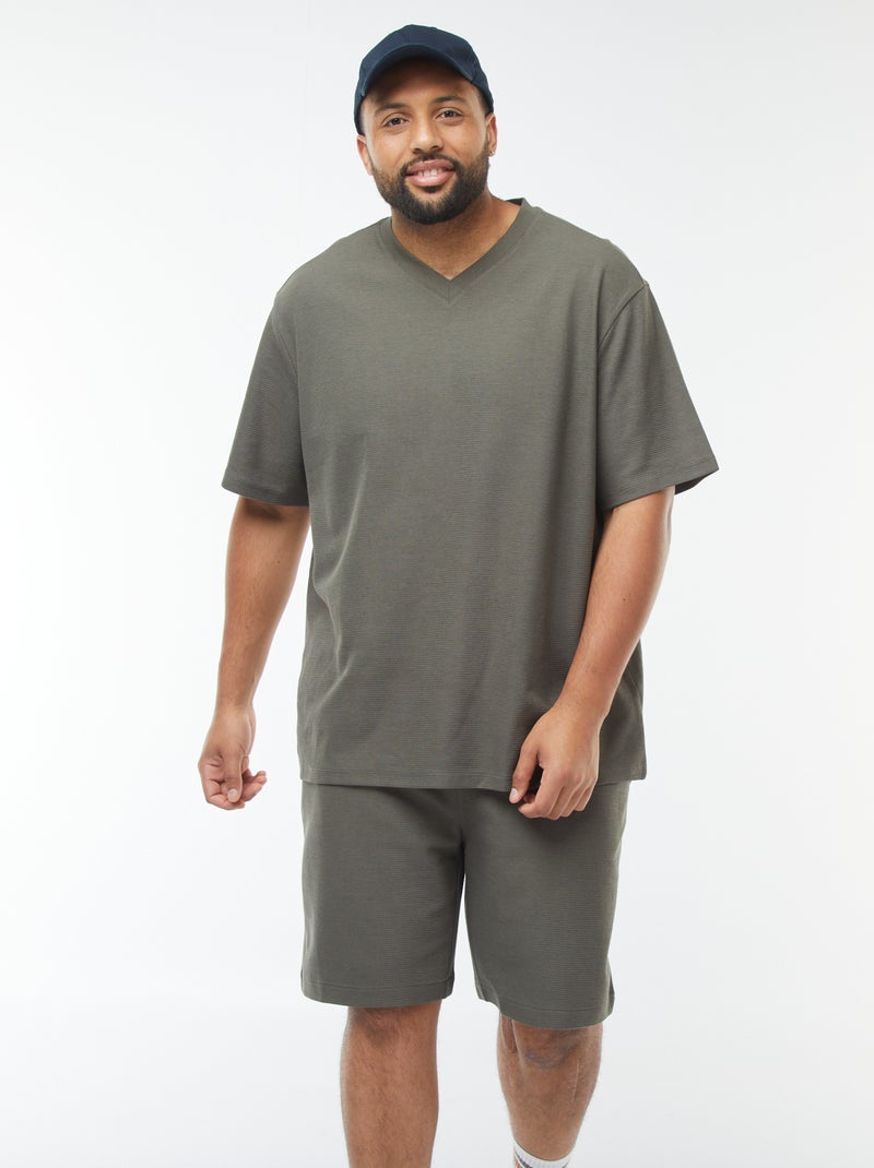 Bermudas em malha piqué Caqui - Kiabi
